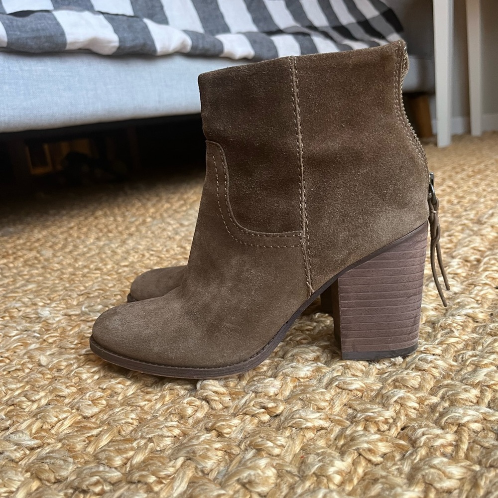 Brown suede booties size 6.5